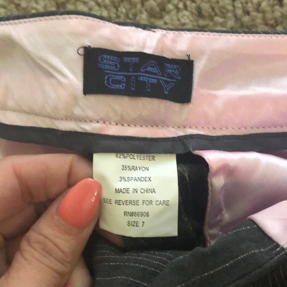 Grey Pink Striped Dress Pants - Picture 3 of 4